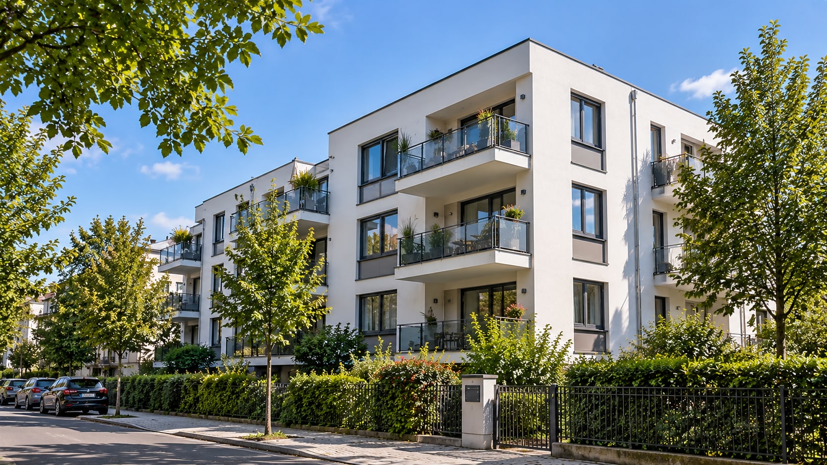 Modern apartment building with balconies: rental flats in Teltow and Kleinmachnow